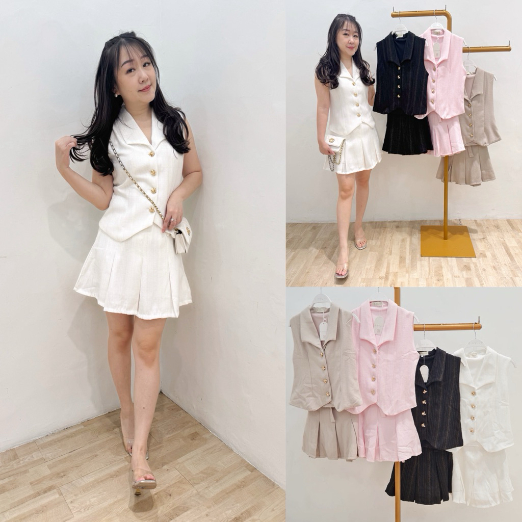 282342395-korean tweed skort set