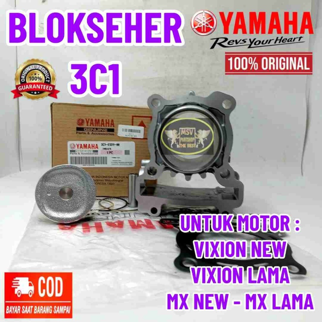ORI BLOK SEHER PISTON KIT ALL NEW CYLINDER KODE(3C1-E1311-00) ASLI ORIGINAL YGP VIXION LED 150 VIXIO