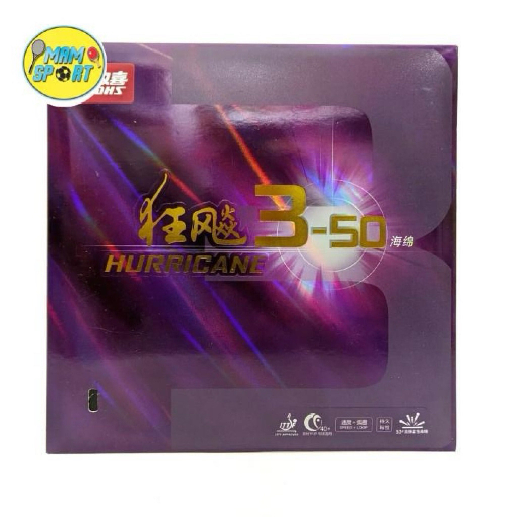 Karet Bet Pingpong Tenis Meja DHS HURRICANE 3-50 Original
