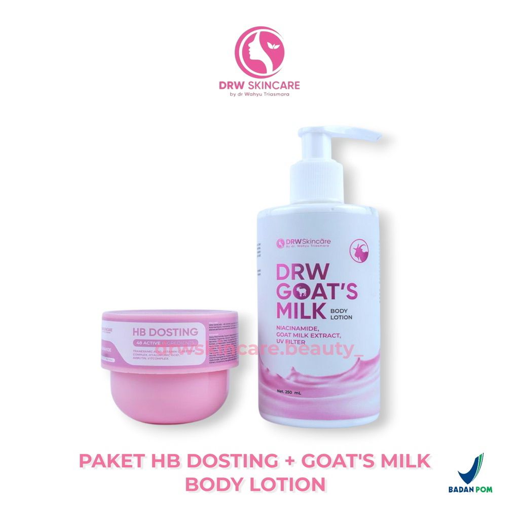 DRW SKINCARE Paket Body Lotion Mencerahkan HB Dosting (Night) & Goat's Milk (Day)
