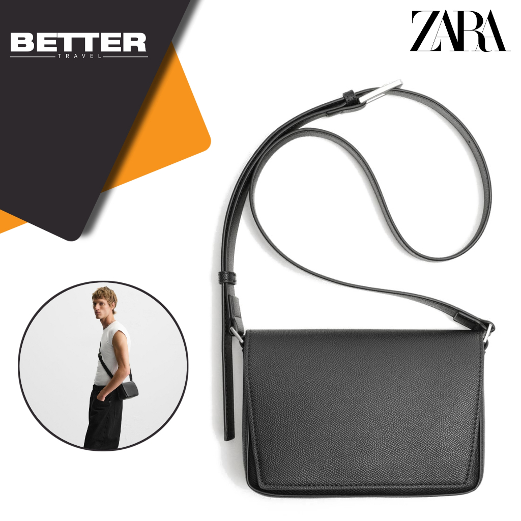 Tas selempang pria flap ZARA crossbody bag kasual formal