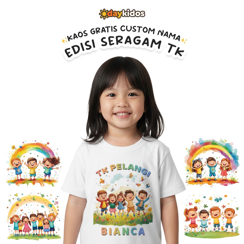 Daykidos - Kaos Anak Edisi Seragam TK (Gratis Custom Nama)