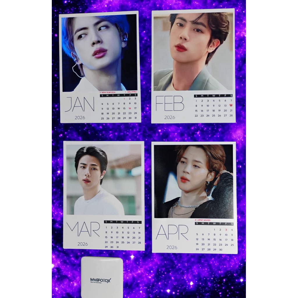 Kalender 2026 foto magnet kostum| Hadiah kalender 2026 unik & cantik|kalender BTS army magnet | Kale