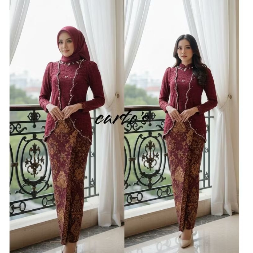 Kebaya Kutu Baru Brokat Hijab Friendly – Set Rok Batik Modern Elegan untuk Wisuda & Bridesmaid 2025