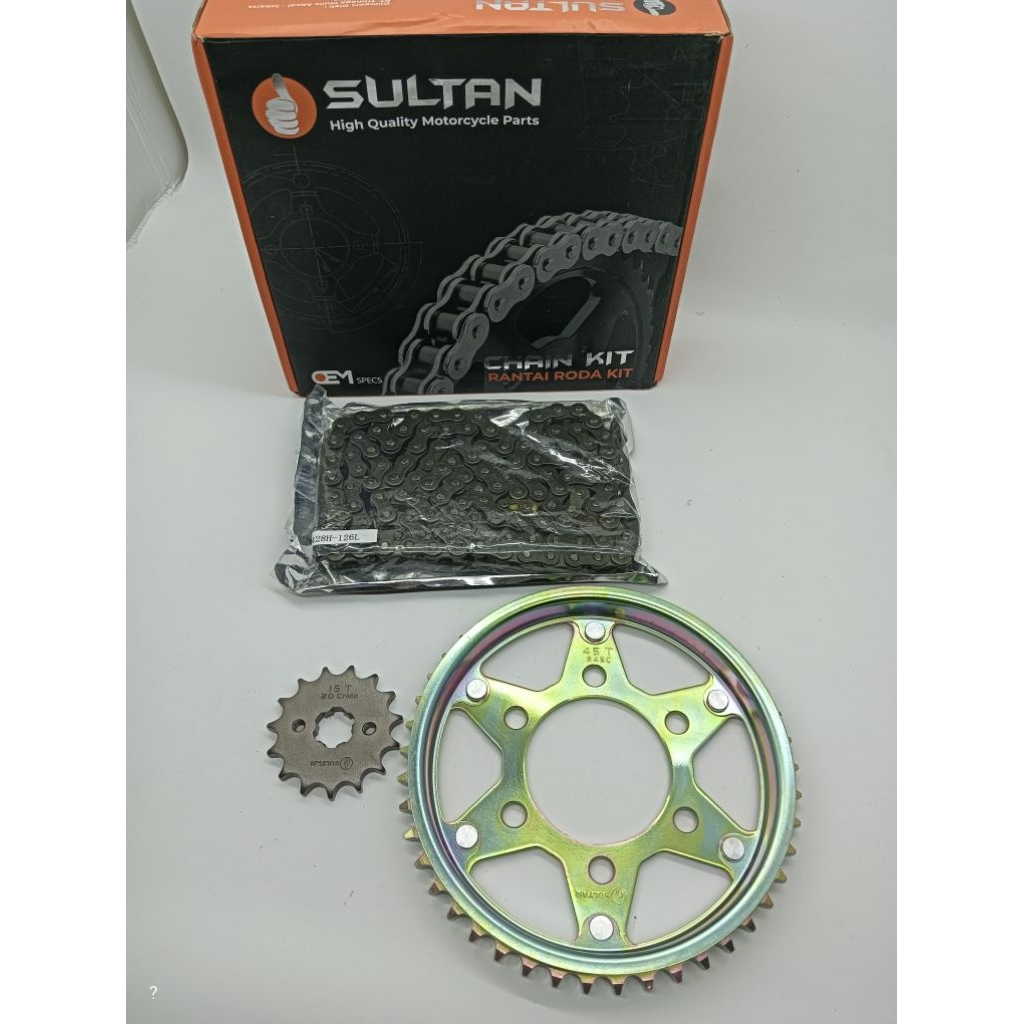 GEAR PAKET SET PLUS RANTAI KOMPLIT CB150 R ( 2014 - 2018 ) GEAR SET : 15-45-428H-128L

UNTUK MOTOR 
