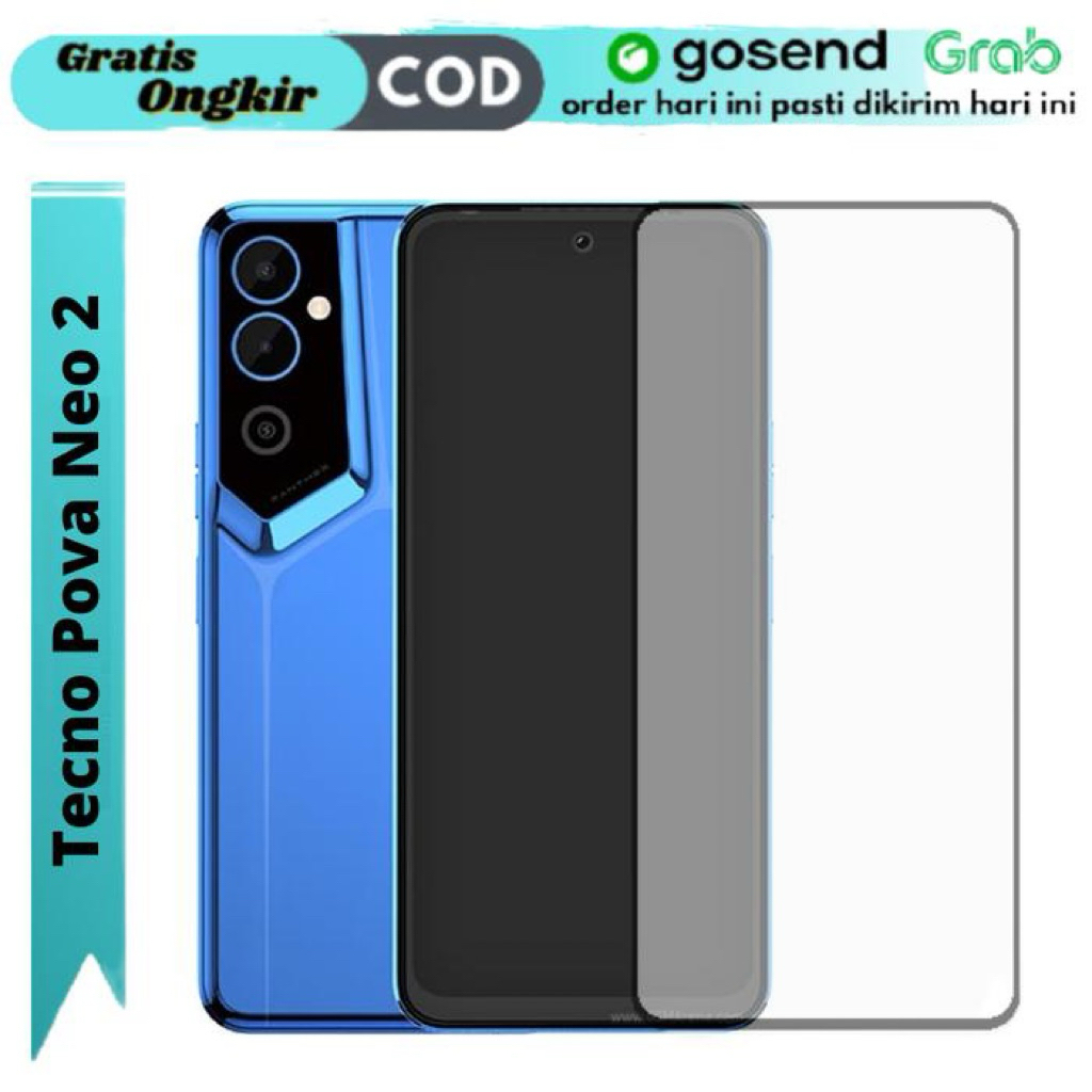 FULL SCREEN TEMPERED GLASS FOR TECNO POVA NEO 2 Pelindung Layar Anti Gores Full Layar