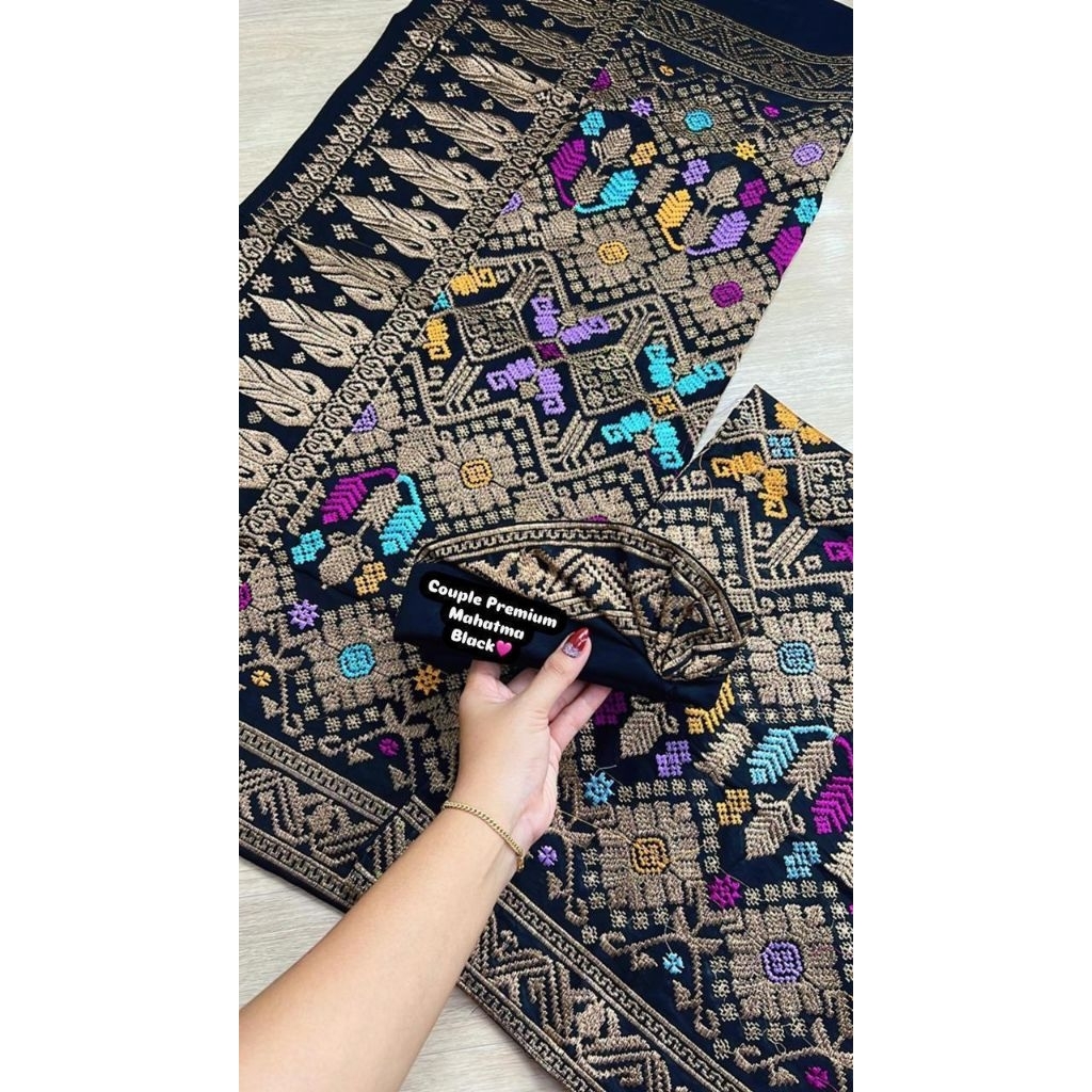 Set Couple Bordir Songket Bali | Kamen + Saput + Udeng