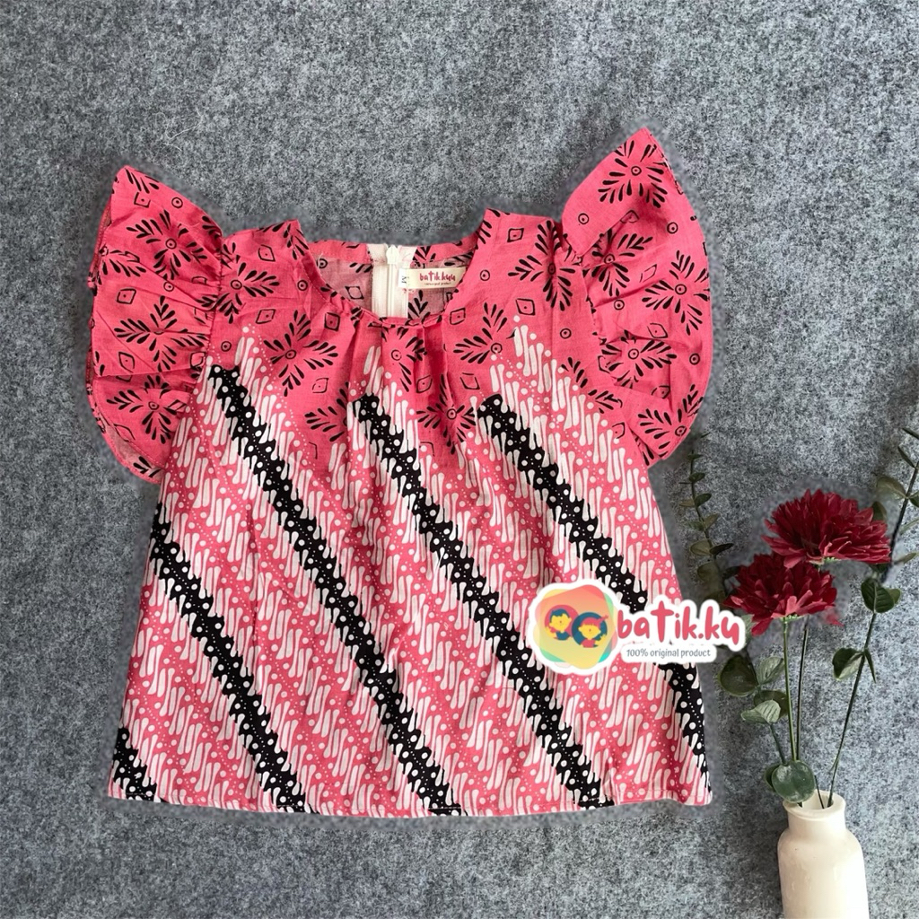 Atasan Batik Anak Perempuan dan Laki Laki Batik Tiara Pink bahan katun harga murah