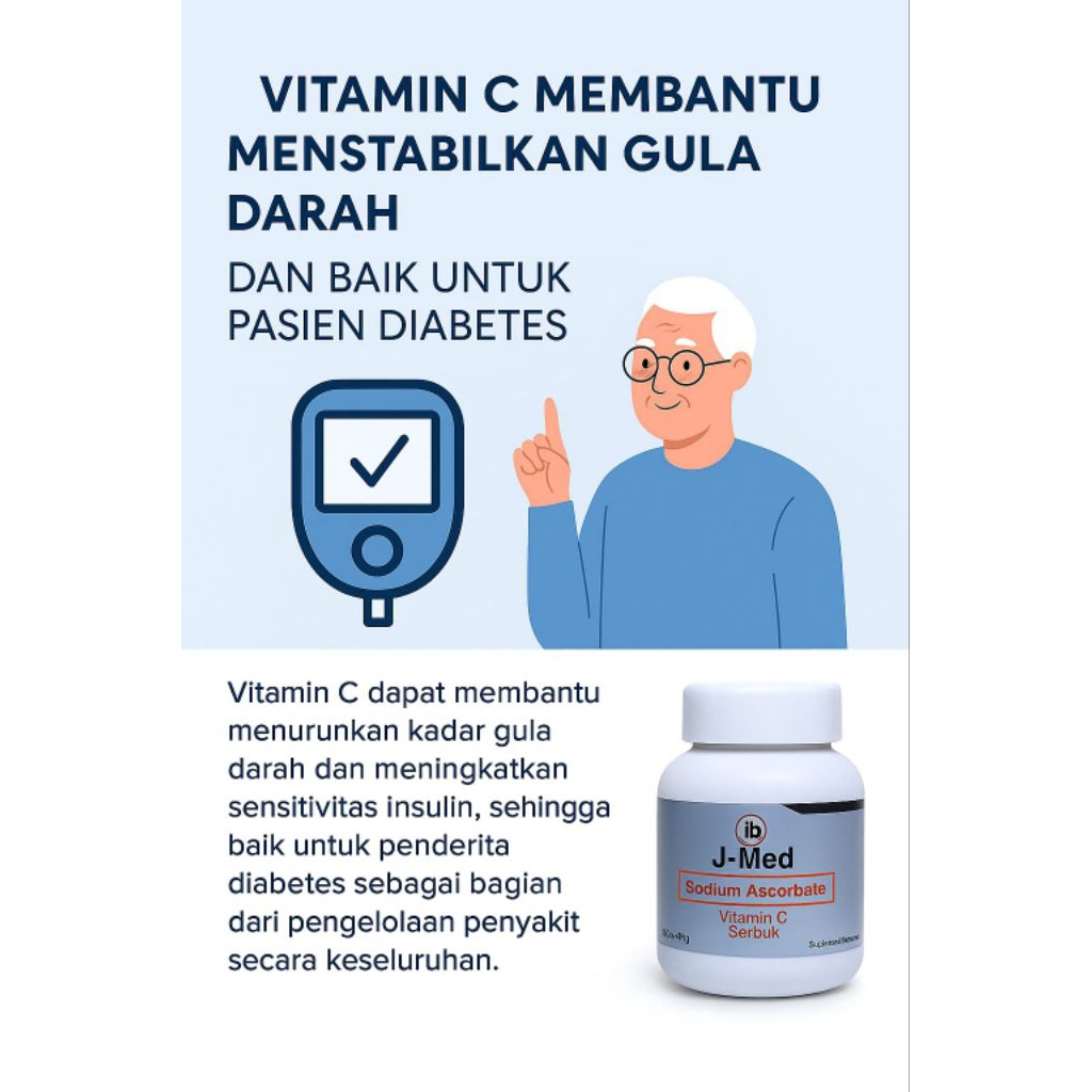 Vitamin C Sodium Ascorbate J-Med – Bantu Stabilkan Gula Darah & Jaga Daya Tahan Tubuh