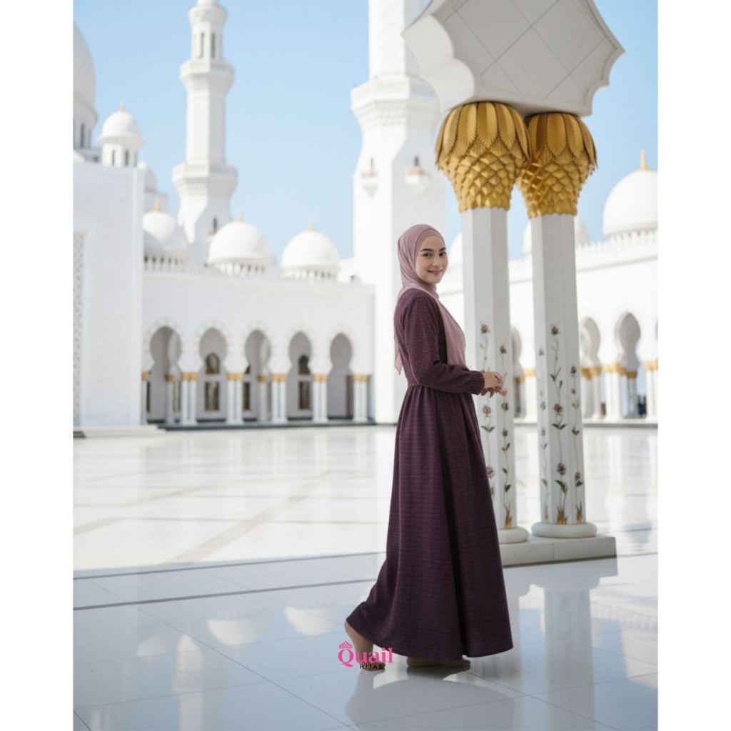 Quail Hijab - Hazeera Dress | Gamis Motif Kotak Cantik Jumbo