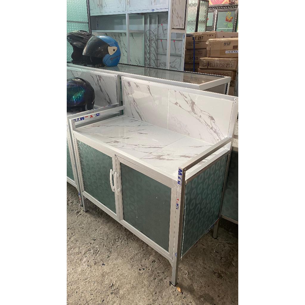 Atang Meja Kompor | Meja Dapur Kaca Aluminium