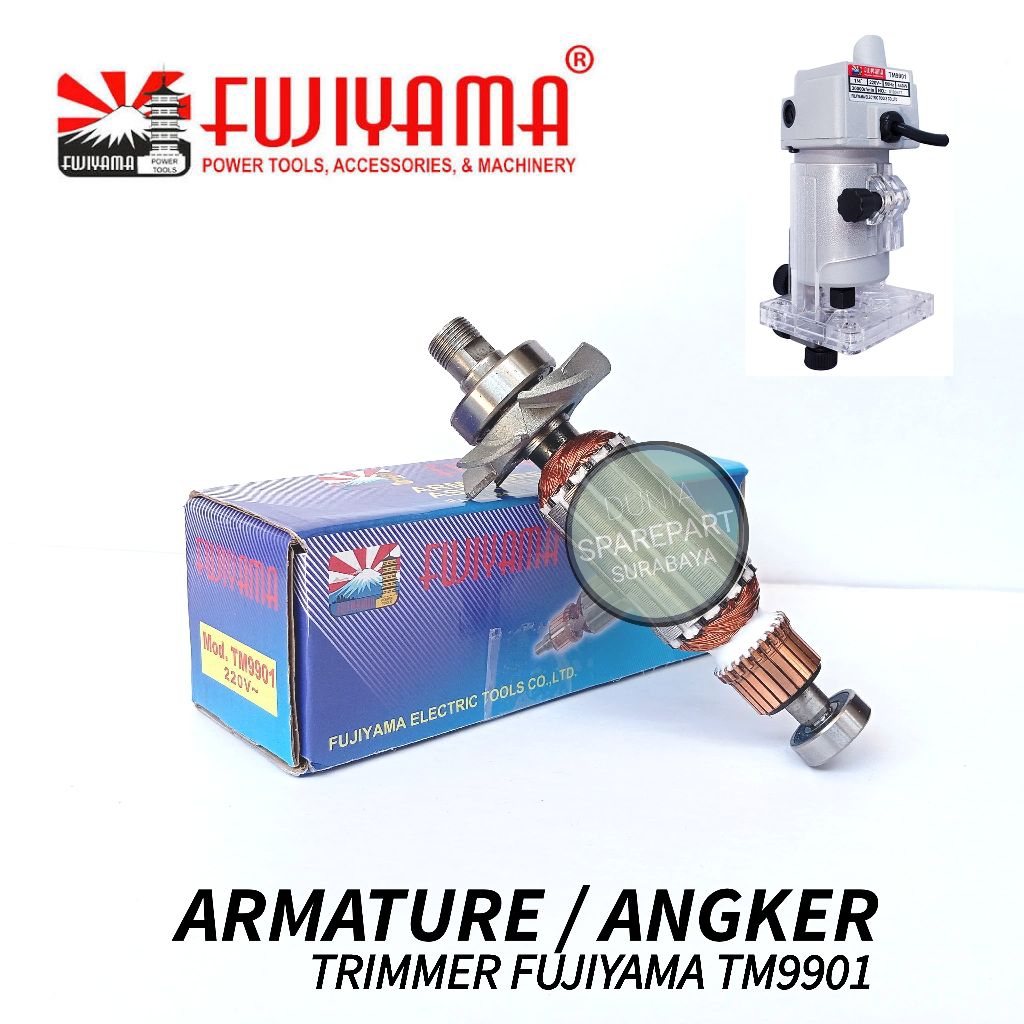 Sparepart Fujiyama TM9901 Armature Mesin Trimmer TM 9901 / Angker Dinamo Profil Trimer Kayu Rotor Gu