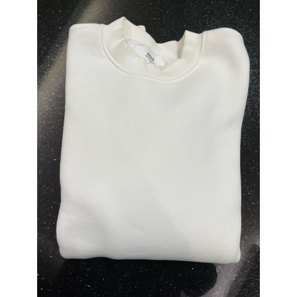 AMI SIGNATURE WHITE SWEAT SHIRT