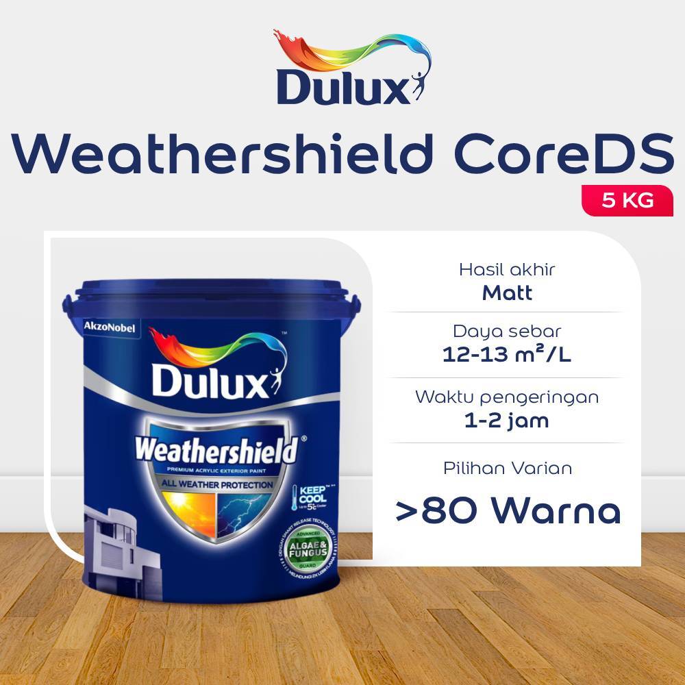 CAT TEMBOK PUTIH 5KG DULUX WEATHERSHIELD CORE DS 5KG - CAT PUTIH DULUX ORIGINAL