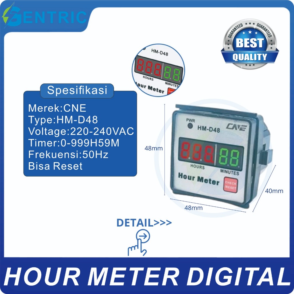 HOUR METER DIGITAL HM-D48 HOUR COUNTER BISA RESET BEST QUALITY