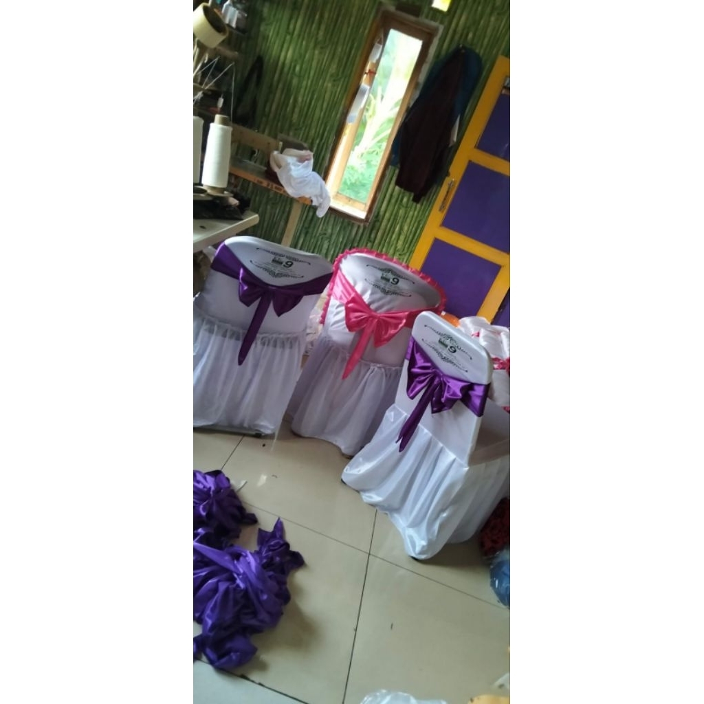 sarung kursi plus sablon dilapisi busa paket 100 pcs costum sablon nama bisa chat terlebih dahulu