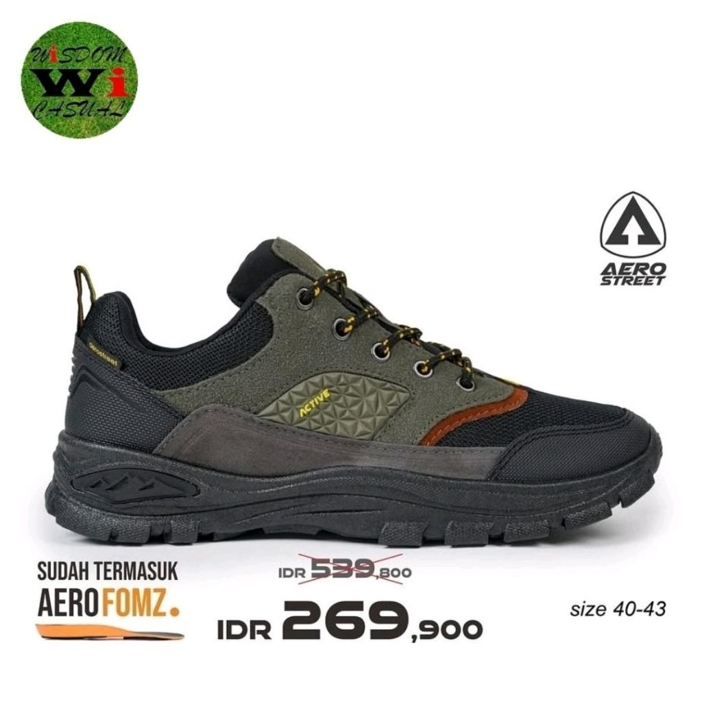 Rijek Sale - Sepatu Aerostreet Active Outdoor Hijau Army Original