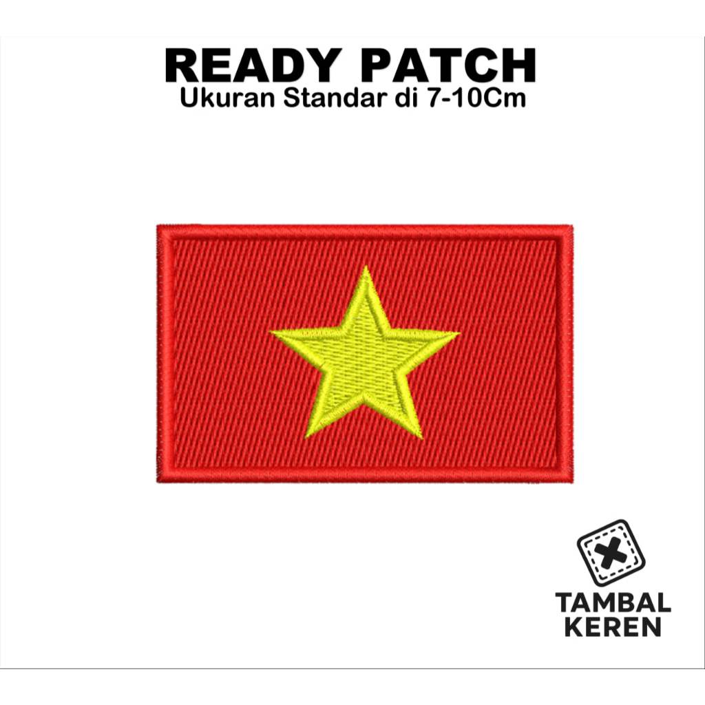 Ready Patch Bordir gambar Bendera Vietnam Embrodiery - Tambal Keren