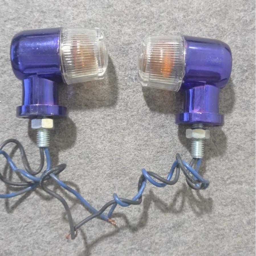 POP STAR Lampu Sen Variasi Motor UNIVERSAL / Lampu Riting Sein Bulat Palu Plastik Chrome CB GL TIGER