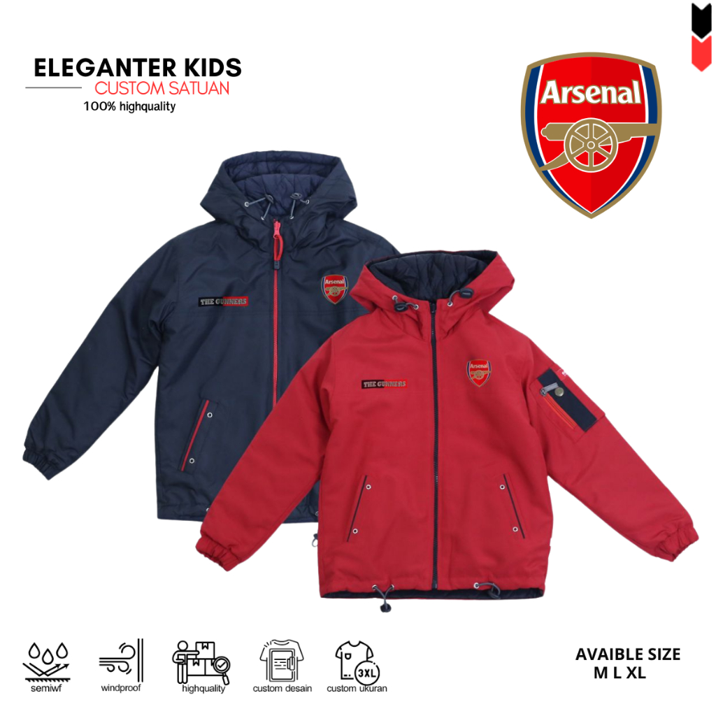 JAKET PARASUT ANAK WP CUSTOM JAKET BOLA ANAK LOGO ARSNL JAKET ANAK LAKI LAKI CUSTOM NAMA