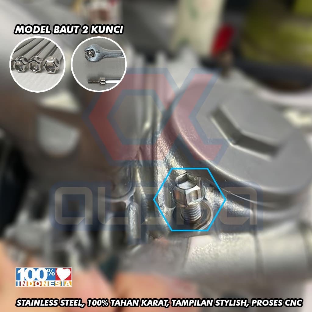 Baut tutup jalur oli head mio sporty/mio smile cnc model 2 kunci