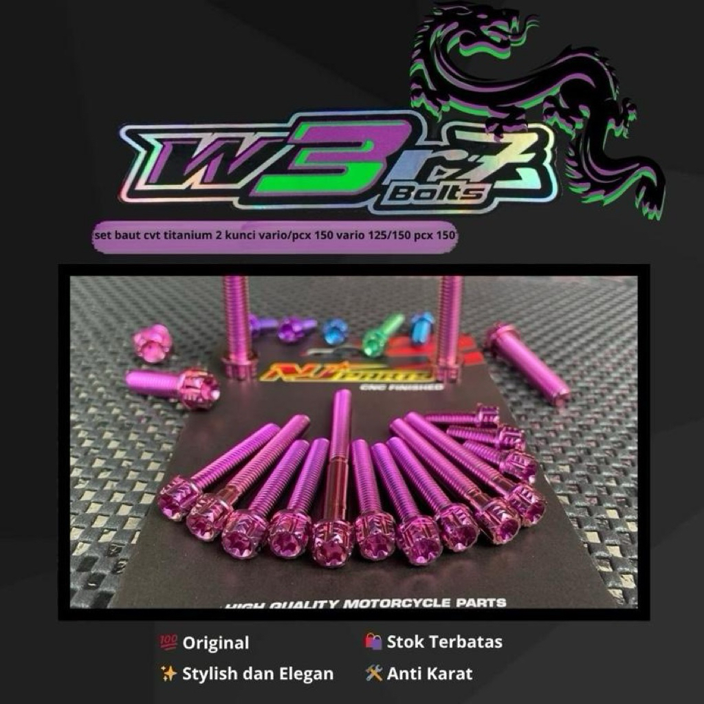 Set baut Cvt model 2 kunci salaya untuk motor vario/pcx 160 vario 125 vario/pcx 150 original titaniu