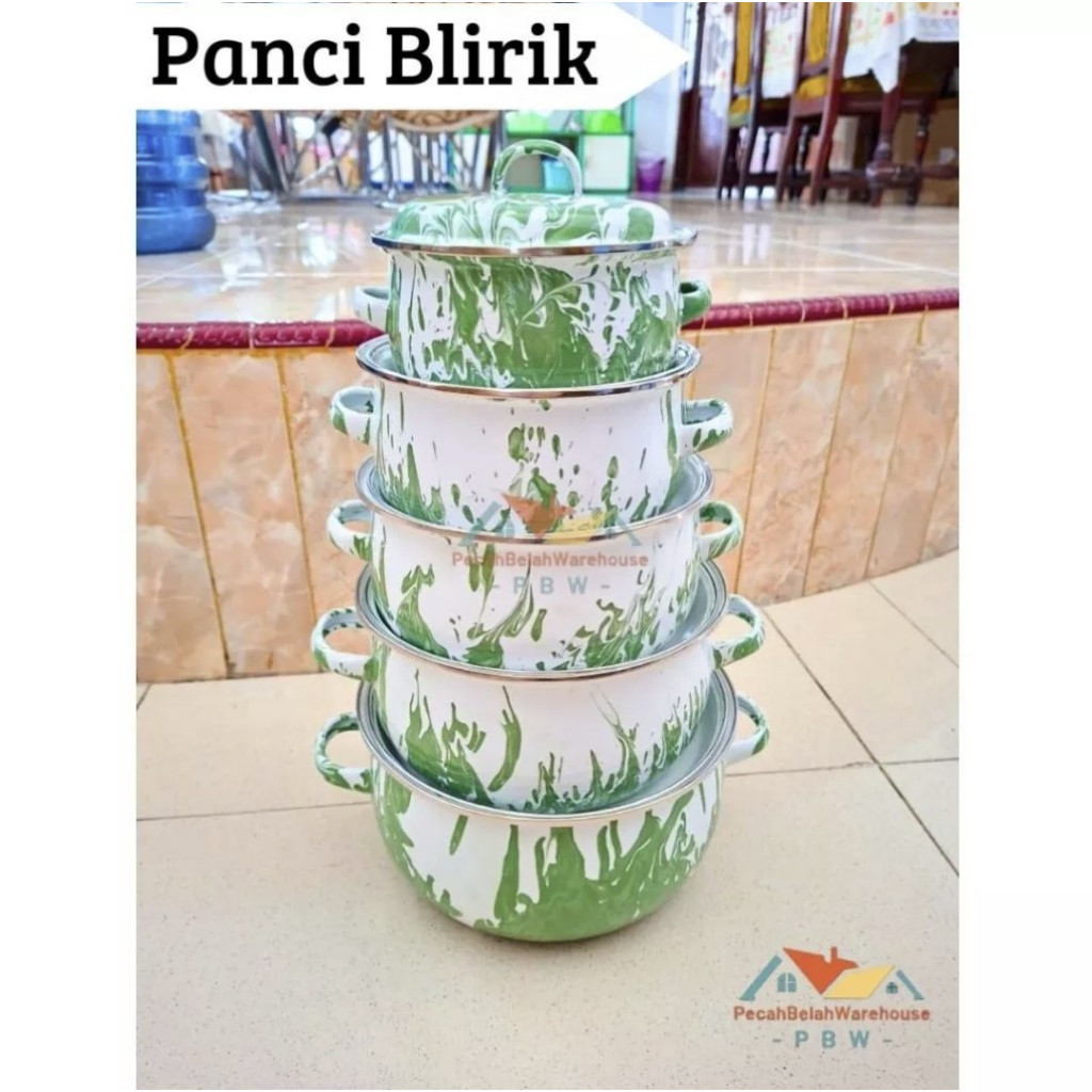 [Ecer] Panci Blirik Enamel Import / Panci Enamel Blirik Tutup / Panci Sayur Jadul