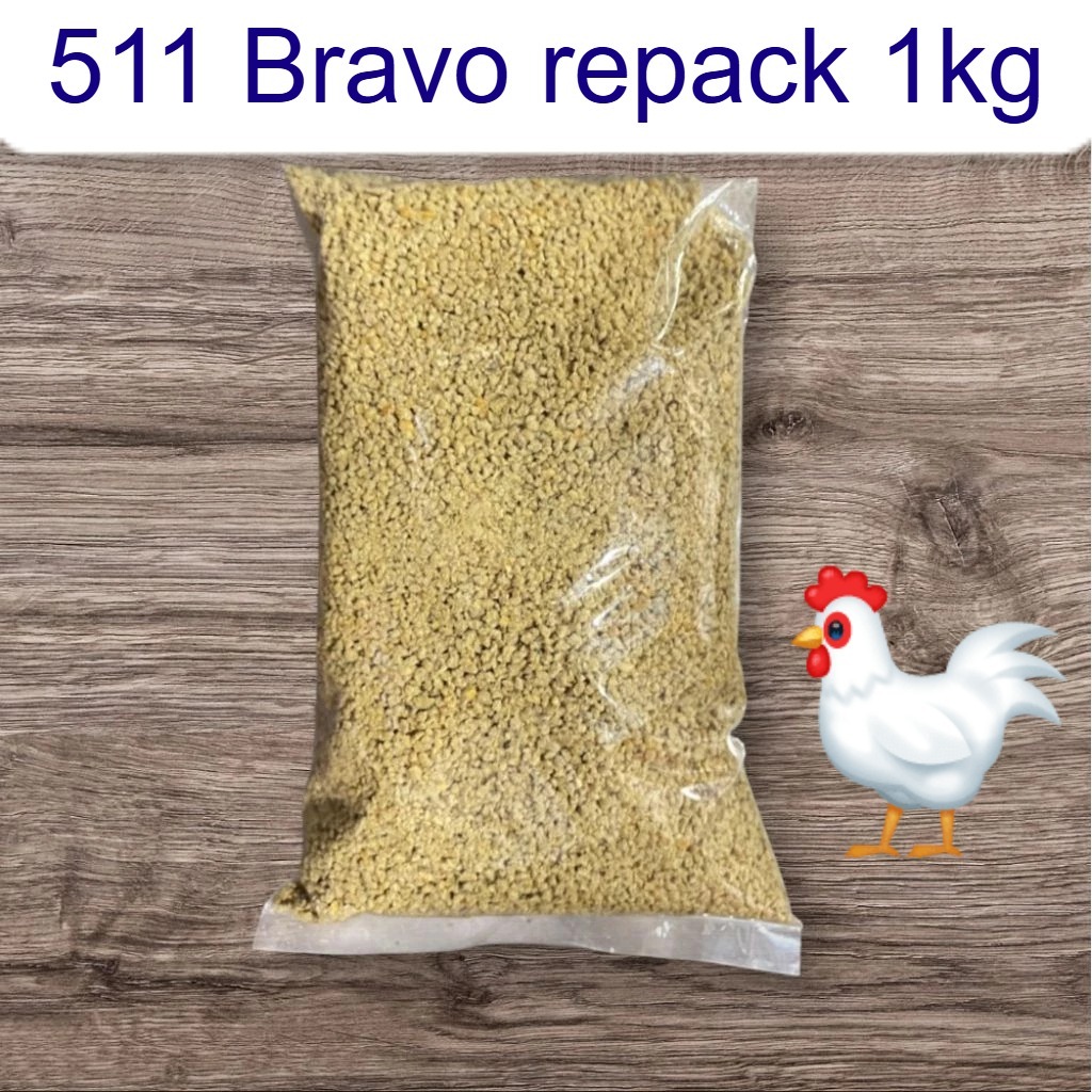 511 Bravo Crumble Pakan Ayam Pur Daging Umur 1 Hari - 21 Hari Kemasan 1 Kg