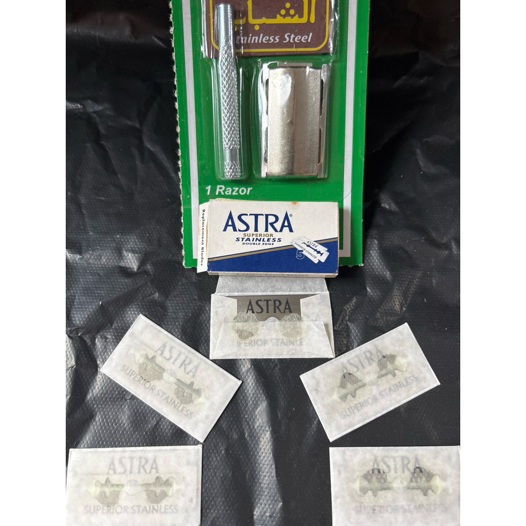 GAGANG CUKUR stainless+5 silet tajam astra ori-100%/1-set