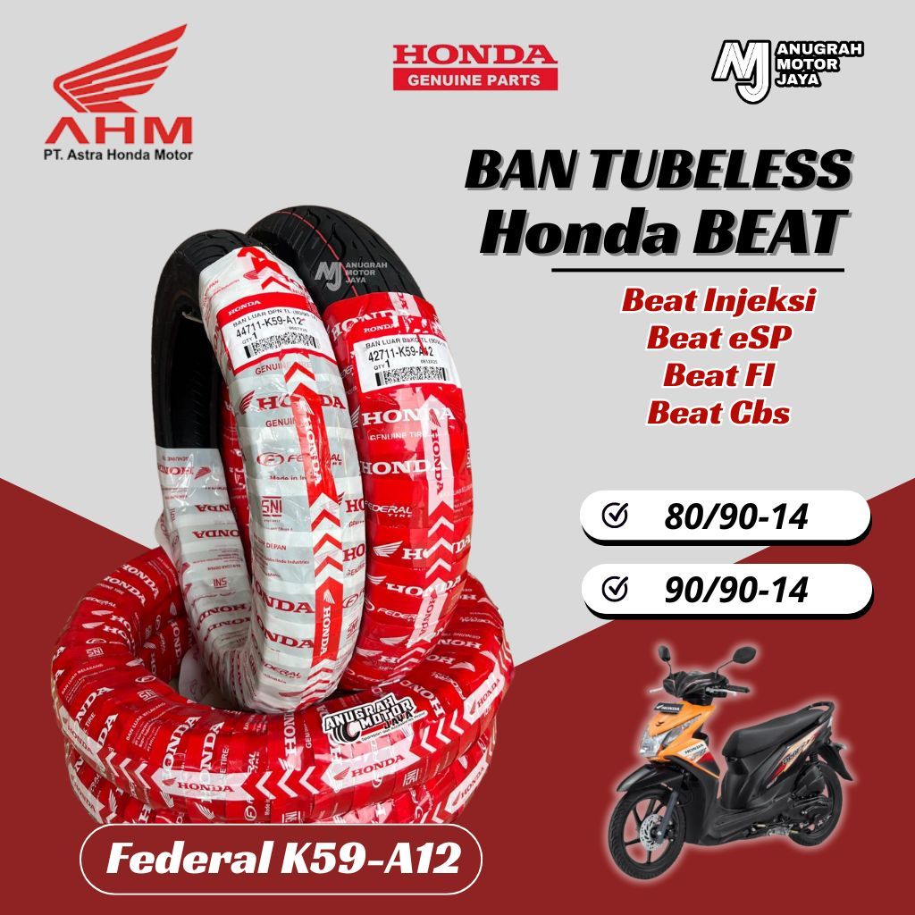 BAN TUBELESS STANDART HONDA BEAT - Beat Deluxe Beat FI Beat eSP Beat Injeksi Beat Karbu