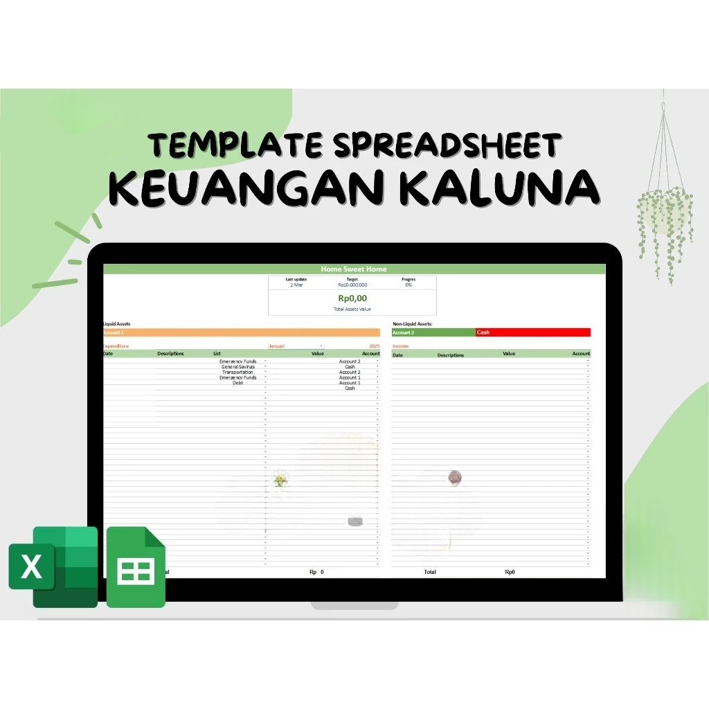 Template Keuangan Kaluna Home Sweet Loan - Template Spreadsheet Keuangan Template Excel Keuangan Sim