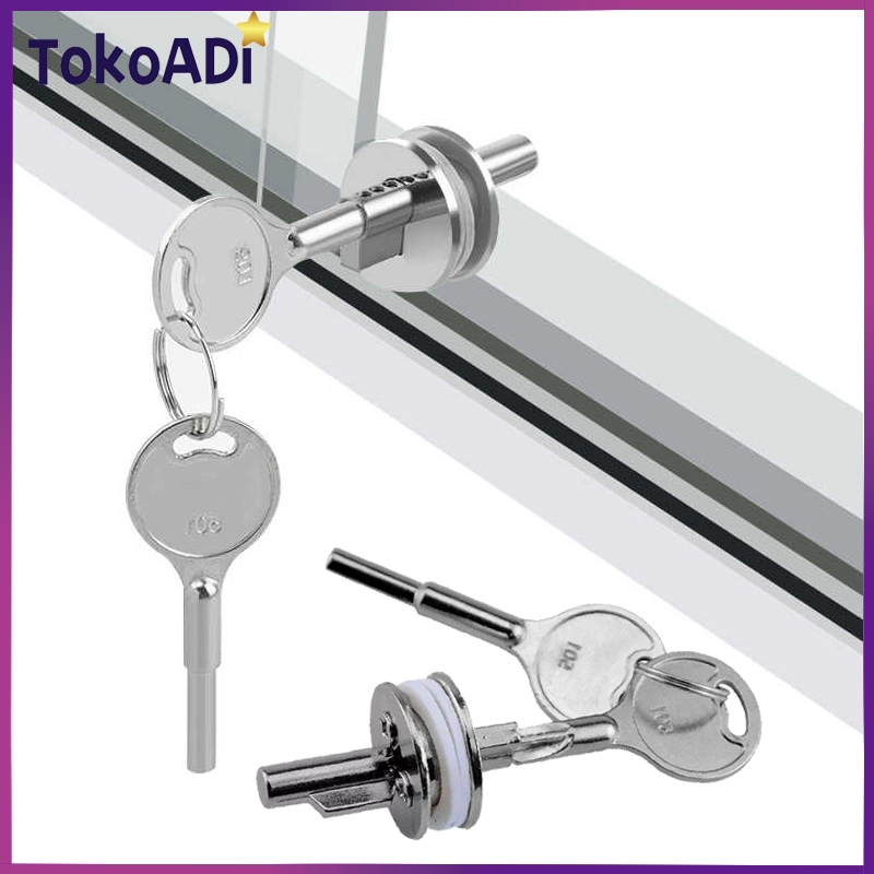 1set Kunci Kaca Etalase Glass Cabinet Showcase Lock Kunci Lemari Rak Pajang Kaca