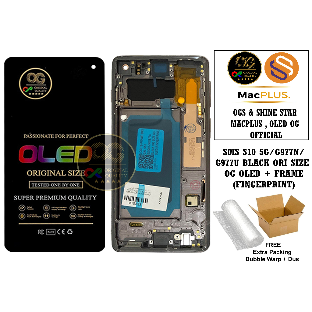 LCD TOUCHSCREEN + FRAME SAMSUNG S10 5G / G977N / G977U BLACK ORI SIZE OG OLED (FINGERPRINT)