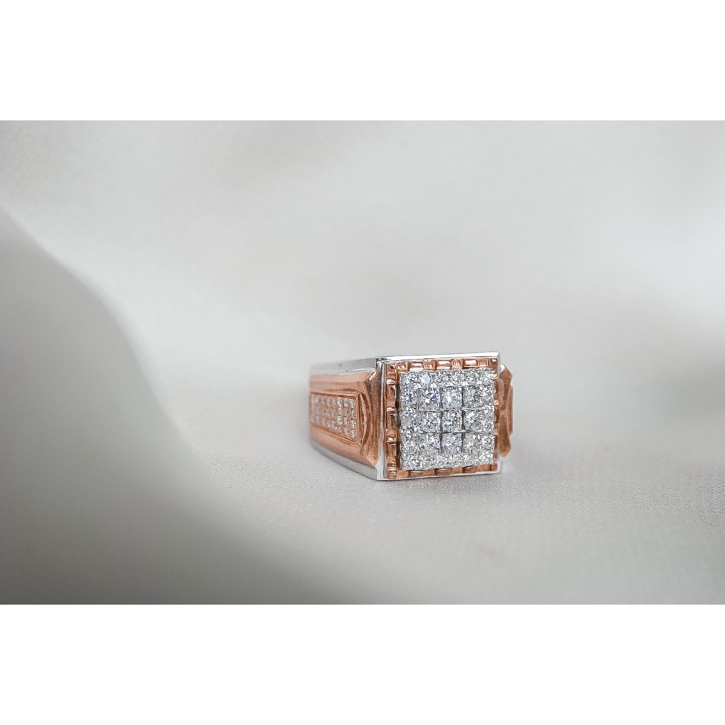 Cincin berlian pria model mata 9 dengan emas whitegold & rosegold - DRF00437 - KGdiamond