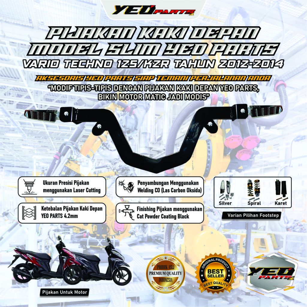 Footstep Pijakan kaki motor Honda Vario 125 techno esp KZR 2012-2014 slim flatbar aksesoris vario