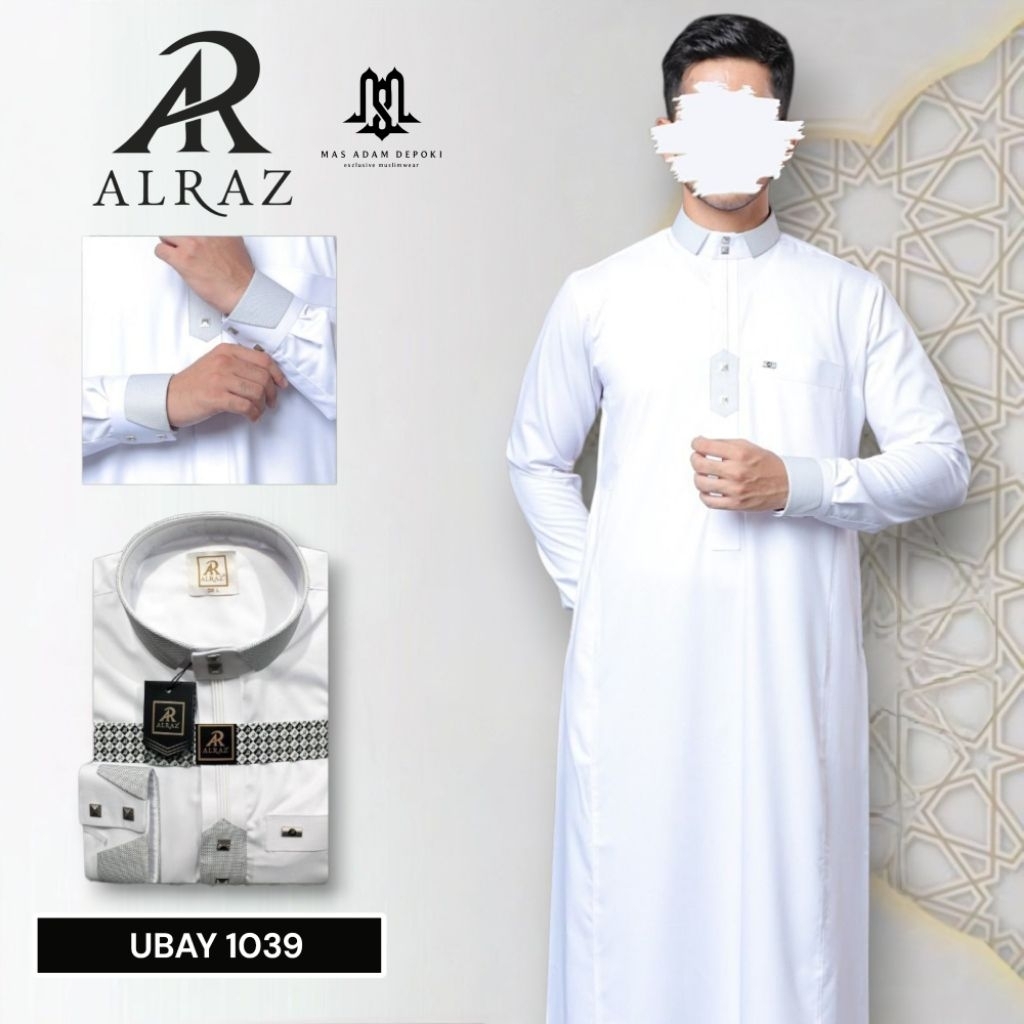 Jubah Al Raz Premium Kombinasi Model Ubay Putih