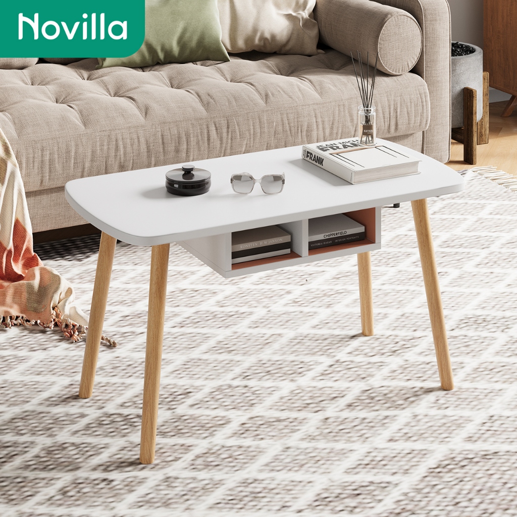 Novilla Meja coffee 2 Ambalan/ MejaTamu Kayu/Meja Kamar Minimalis/Storage table
