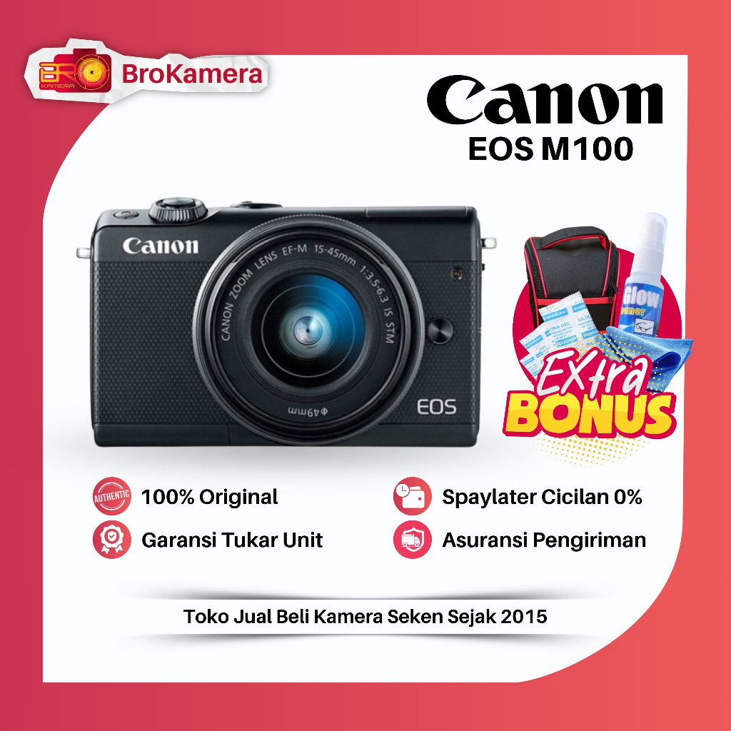 Mirrorless Canon M100 Black - Camera Digital Wifi - Bukan Canon EOS M10 M3 M6
