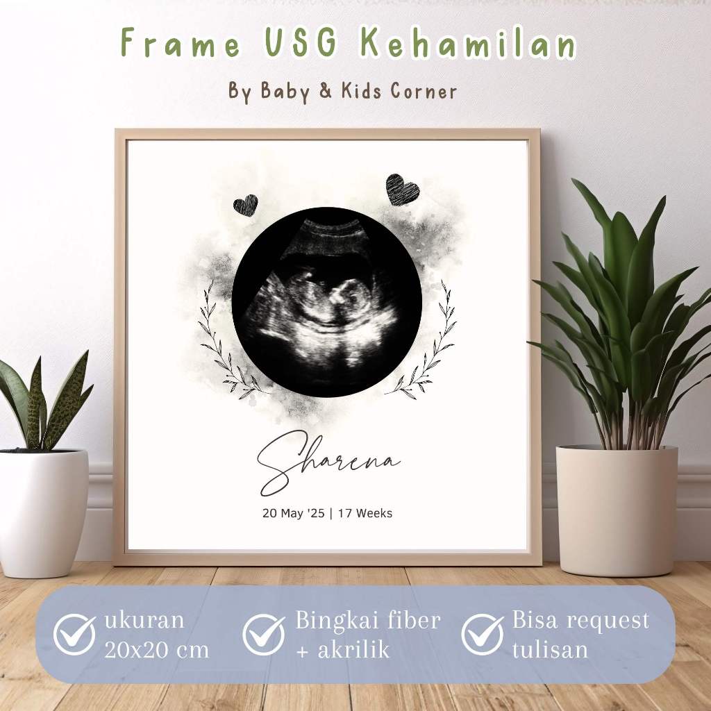Bingkai USG Kehamilan | Baby Ultrasound Frame | Foto USG | Bingkai Print Hasil USG | Frame Biodata B