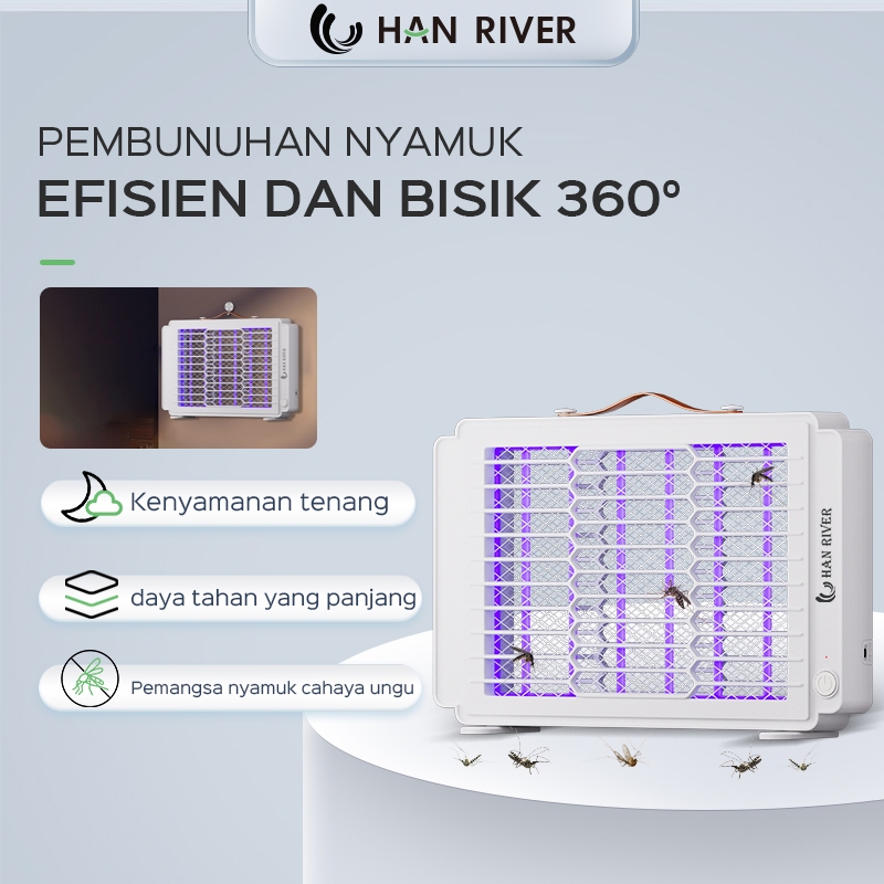 HAN RIVER Perangkap Nyamuk HRMWD04 Lampu Pembunuh Nyamuk portabel Cahaya Ungu 360° Menarik Nyamuk