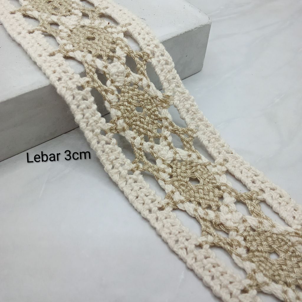 1 METER RENDA RAJUT KOMBINASI,RENDA MUKENA,RENDA BAJU