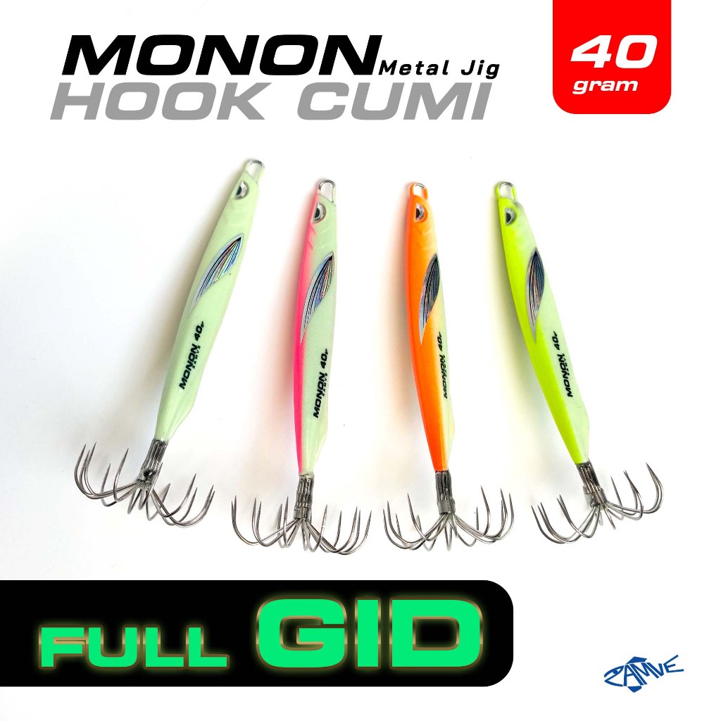 Metal Jig FULL GID Untuk Cumi | Metal Jig Zamve Monon 40Gr | Umpan Cumi Bukan Egi | Metal JIg Cumi