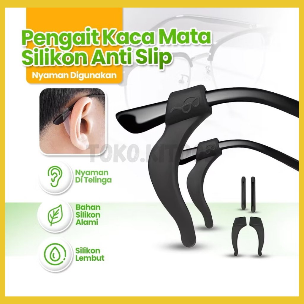 Pengait Kacamata Silikon Anti Slip / Earhook Kacamata 1 Pasang / Penahan Gagang kacamata