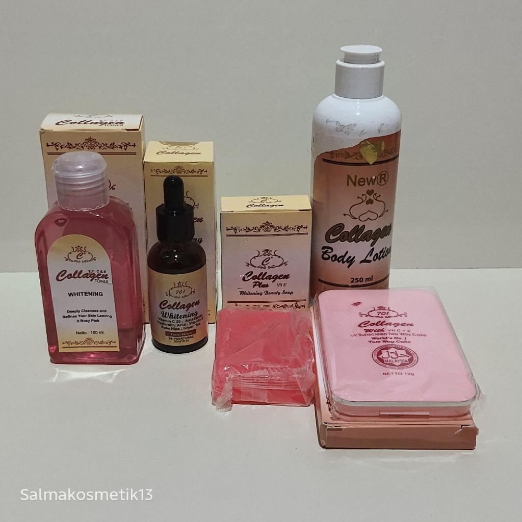 Paket Collagen 5In1 Whitening Original // sabun, toner, serum 701, bedak twc, lotion