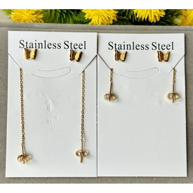 ANTING PANJANG TITANIUM KUPU KUPU GOLD