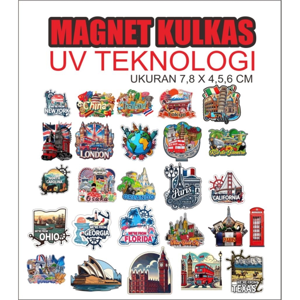 MAGNET KULKAS MOTIF DISAIN IKONIK BERBAGAI NEGARA DI DUNIA