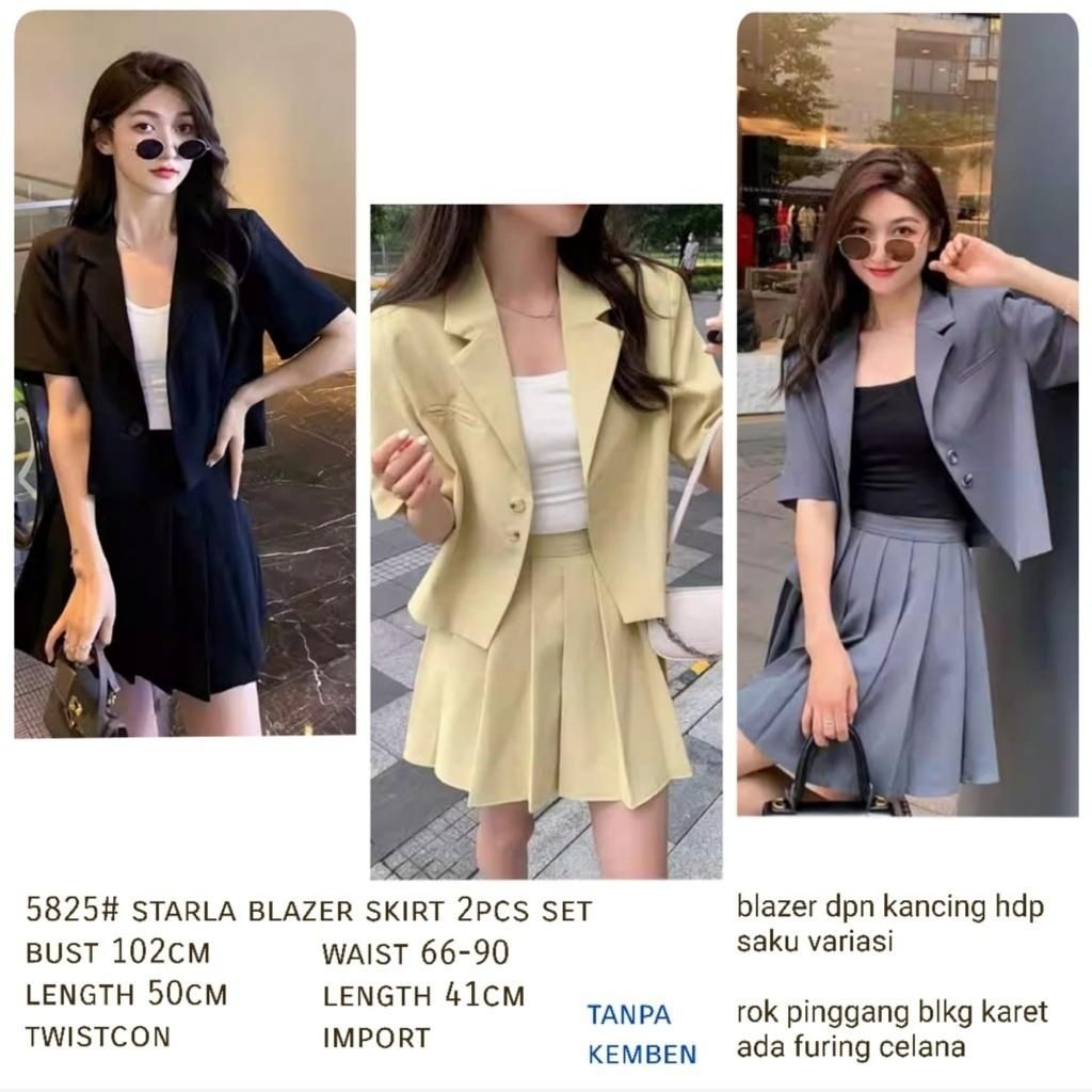 ec Setelan 2in1 Blazer Rok Starla Import l atasan baju blazer rok pendek setelan wanita