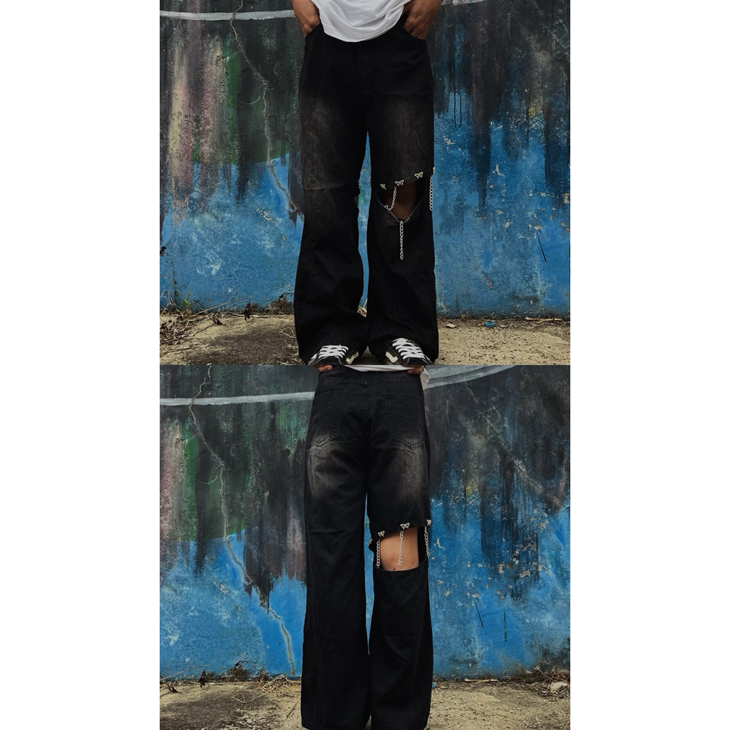 Baggy pants y2k grunge emo vkei goth poem graphic