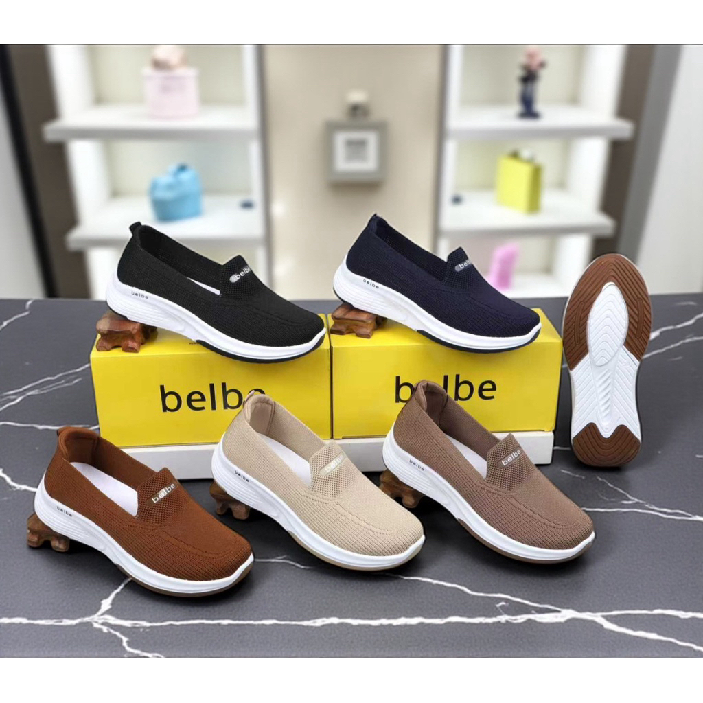 sepatu belbe rajut slip on wanita