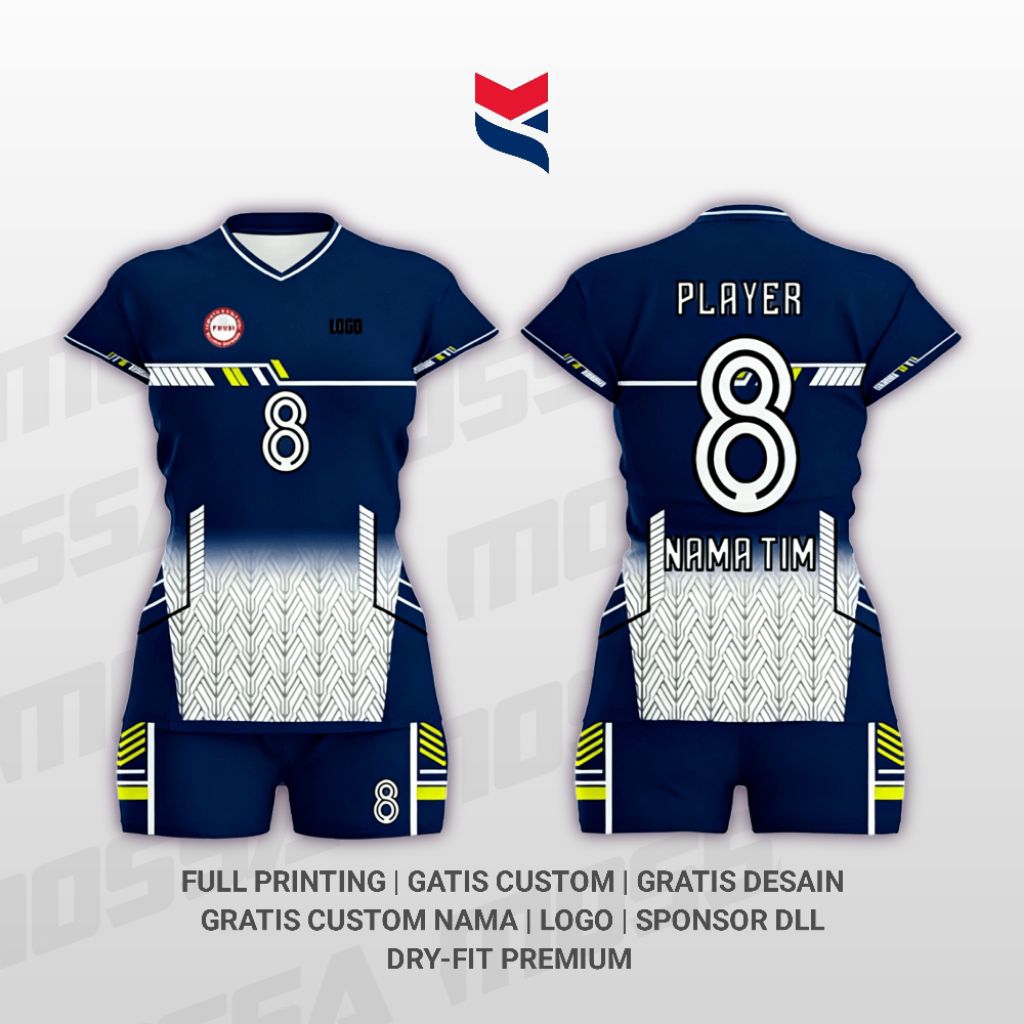KAOS JERSEY VOLI - CUSTOM JERSEY VOLI | GRATIS CUSTOM JERSEY VOLI | FREE NAMESET | MOSSA-01 NAVY